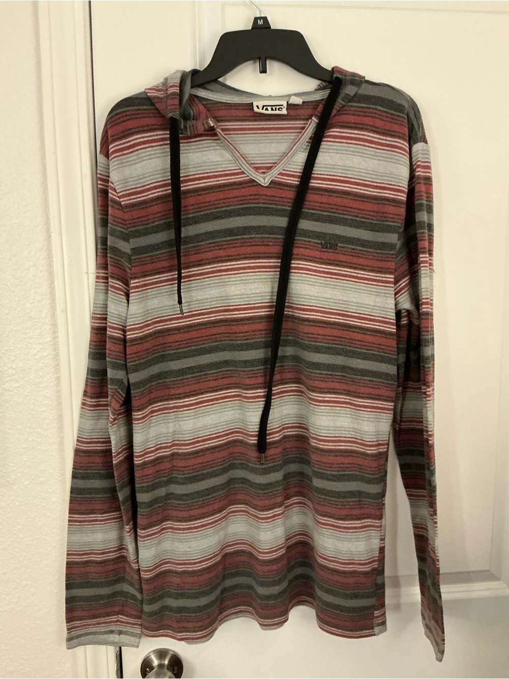 Vans Mens XL Striped Lightweight Long Sleeve Hooded Shirt Sweater Extra Large